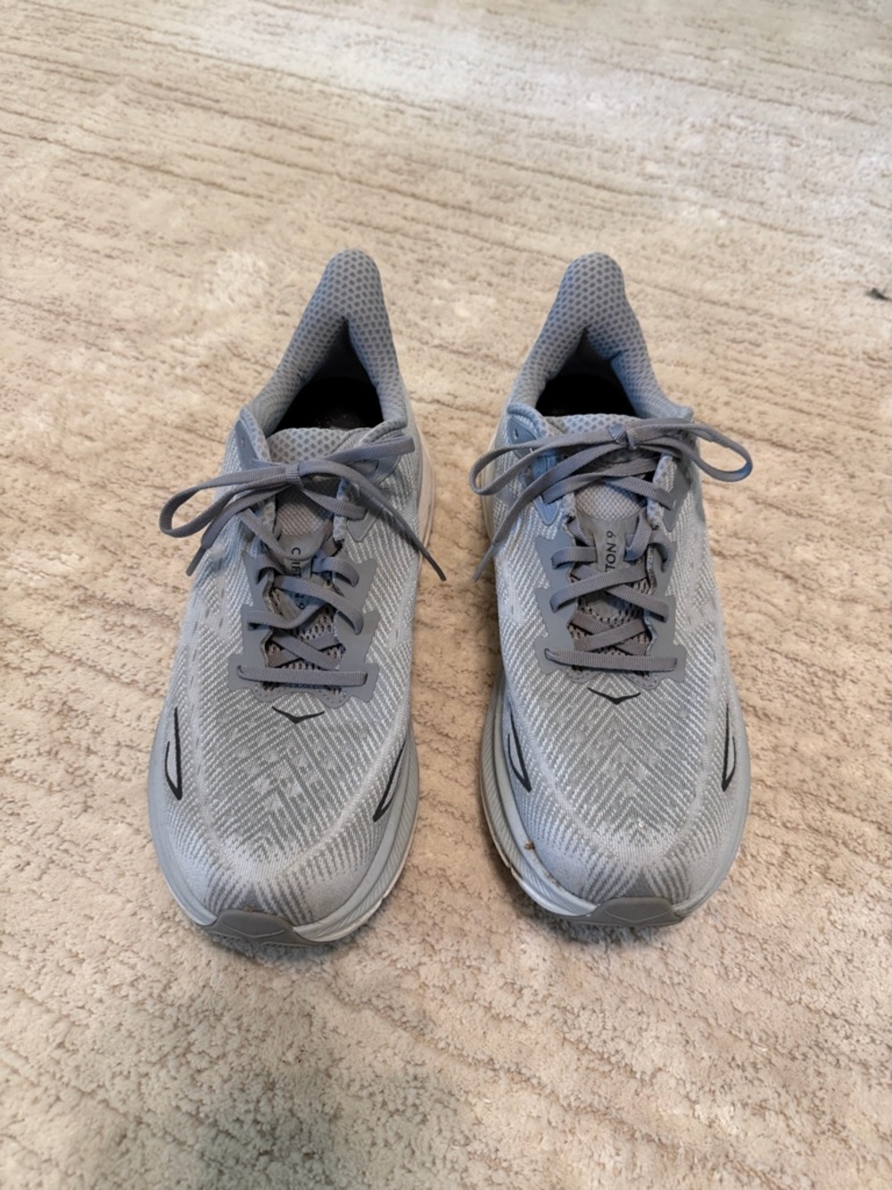 Men's Hoka Clifton 9 Gray Running Shoes